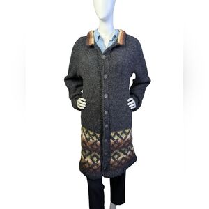 Hand Knit Longline Cabin Cardigan | Earth Tones | Size Small